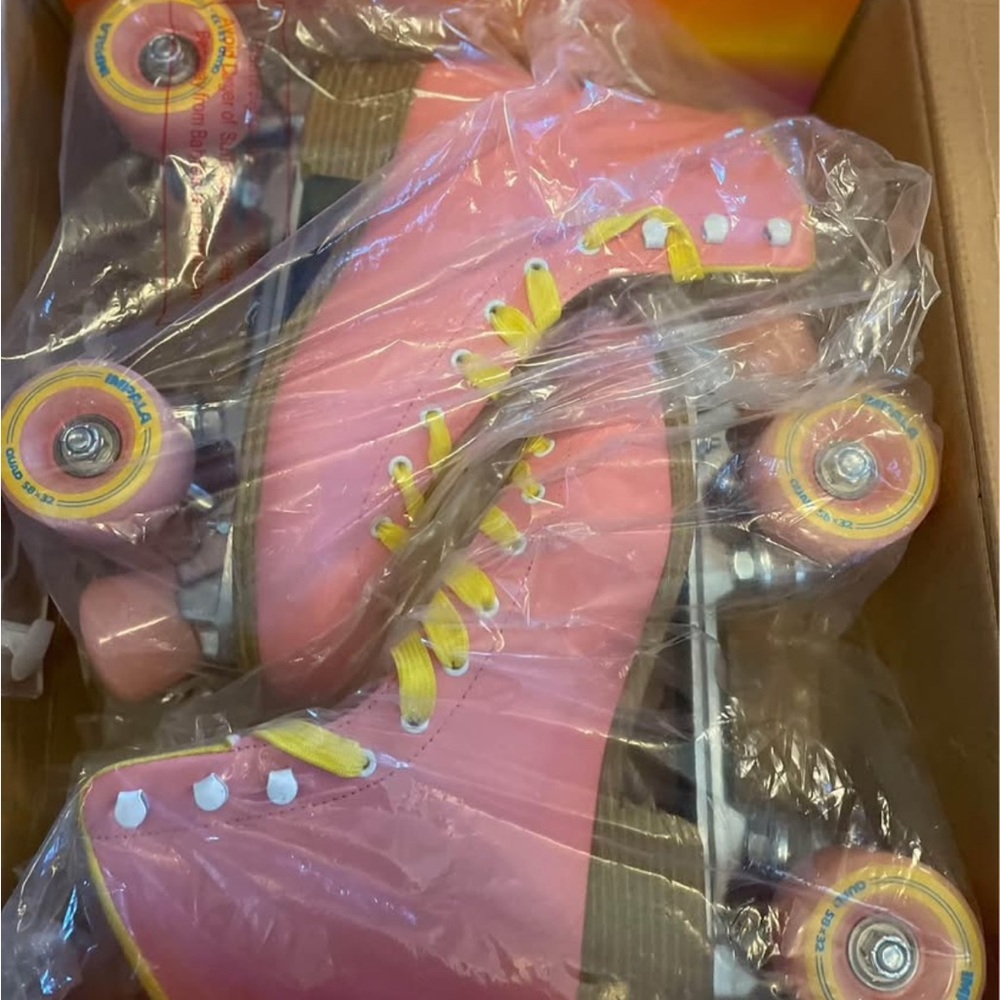 Pink and Yellow Roller Skates